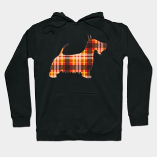 Red, Yellow and Black Tartan Scottish Terrier Dog Silhouette Hoodie